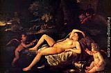 Famous Sleeping! Paintings - Sleeping Venus and Cupid